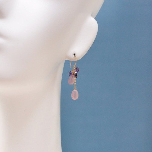 aamm◆ラベンダーアメシスト×ブルーカルセドニー ピアス✧14kgf aamm◇ラベンダーアメシスト×ブルーカルセドニー ピアス✧14kgf