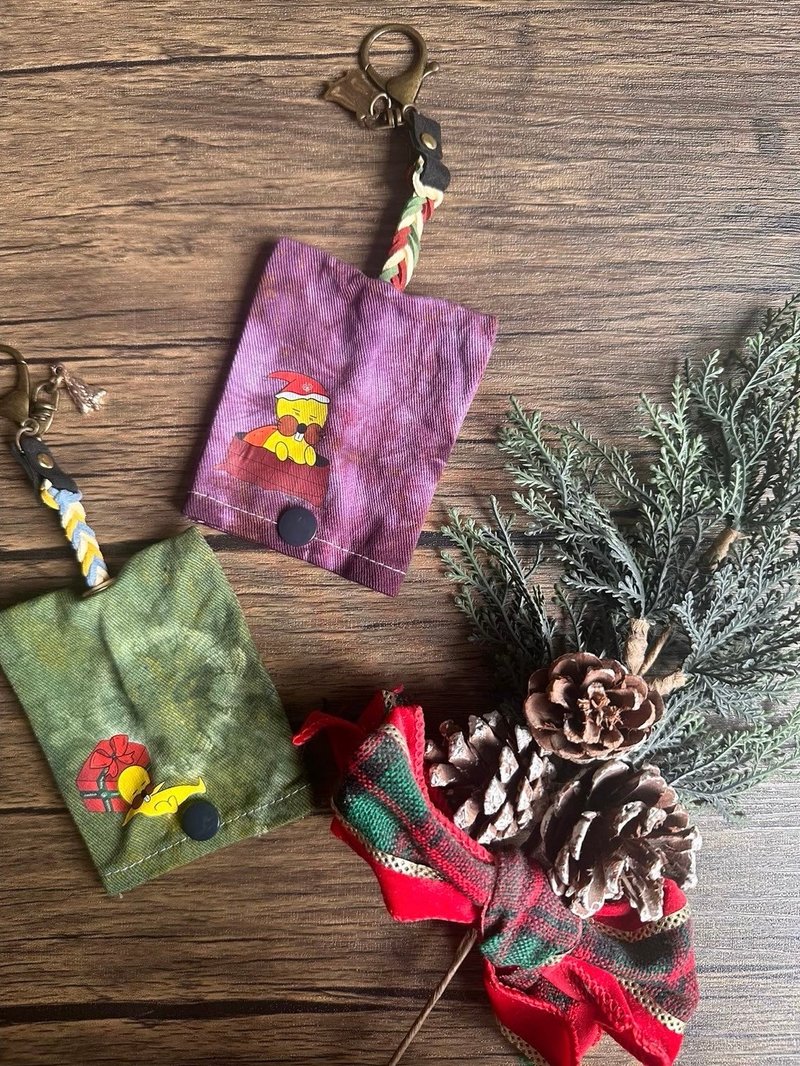 創意染印 key case 鑰匙套~diy - 鑰匙圈/鑰匙包 - 棉．麻 藍色