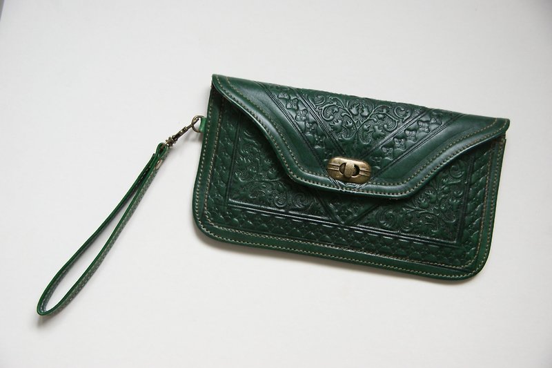 英國墨綠古董手拿包 - 其他 - 真皮 綠色