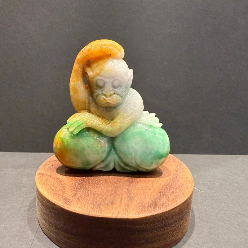 瀚玉珠寶 天然老三彩猴採桃 猴子 好彩頭 十二生肖 猴子 天然A貨 - 其他 - 玉石 