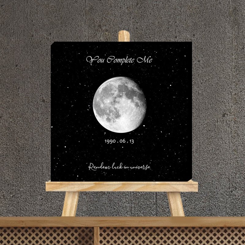 [Customized] Hanging painting/The moon on your birthday - โปสเตอร์ - ไม้ สีดำ