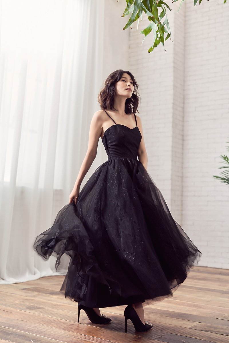ミケシウェディングブラックスターヤーンハンドメイドドレスライトウェディングドレス - ドレス - その他の素材 ブラック