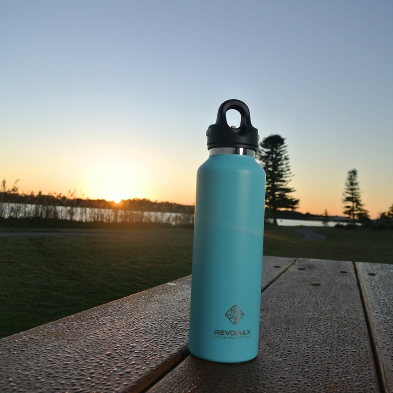 REVOMAX Stainless Steel instant opening thermos bottle 592ml lake green - กระบอกน้ำร้อน - สแตนเลส สีน้ำเงิน