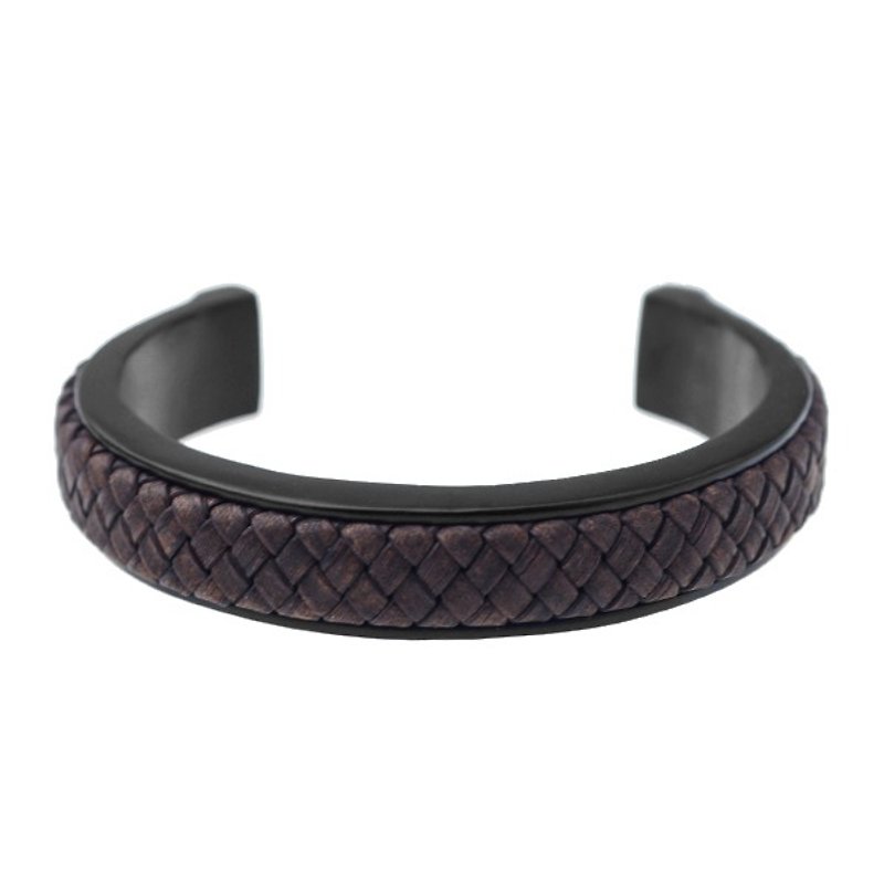 簡約編織皮革C型手環 Leather C-Type Bracelet - 手鍊/手環 - 其他金屬 