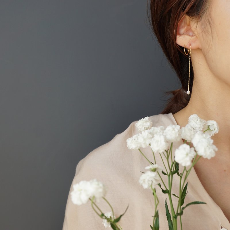 W  Pearl Earrings - ต่างหู - เงินแท้ สีทอง