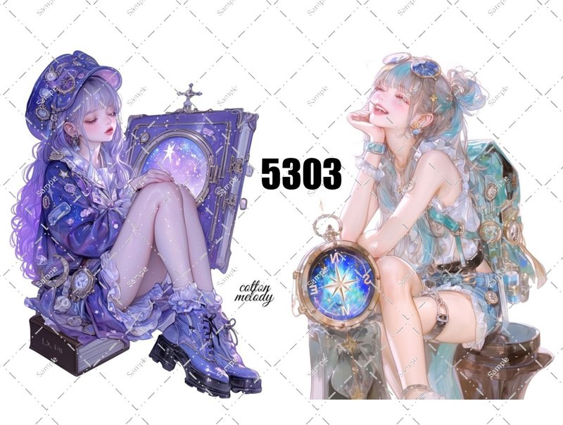 original sticker no.5303 人物ステッカー オリジナルステッカー オリジナル人物ステッカー 装飾ステッカー cotton melody - 貼紙 - 紙 