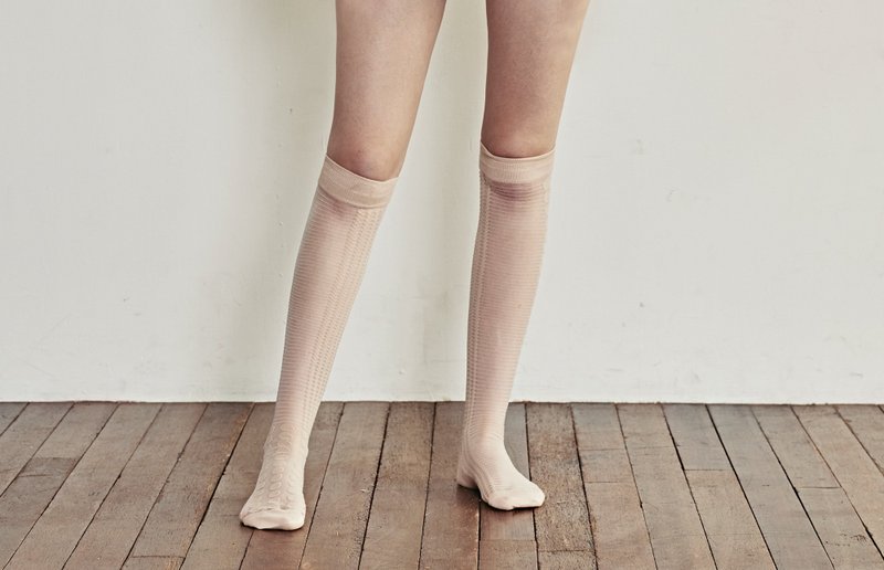 DOT 靴下 ベージュドット / organic cotton / dot / black / socks / dot - 襪子 - 棉．麻 白色