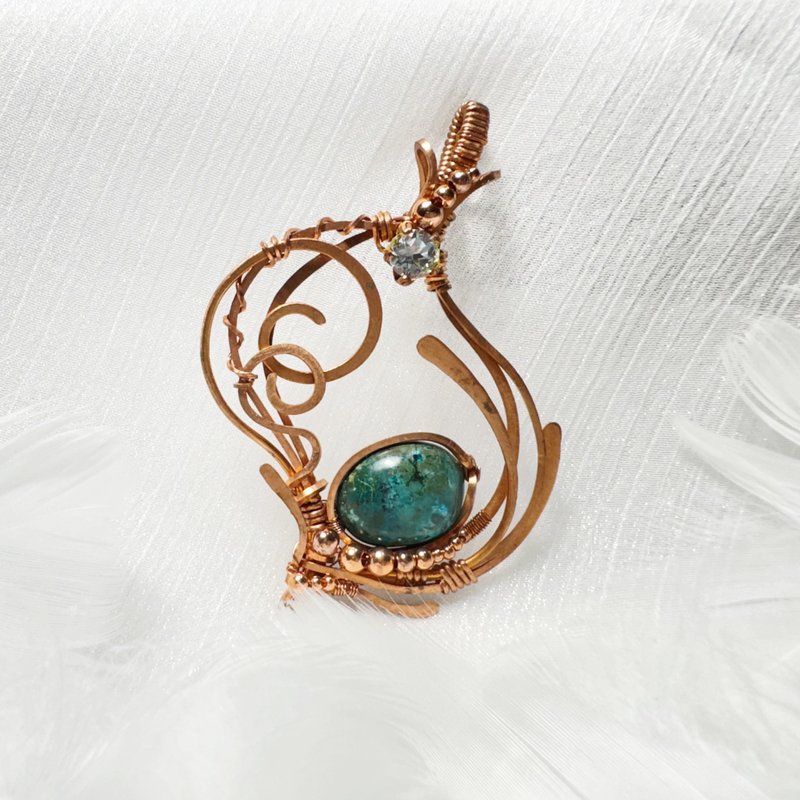 【FONG】鳳凰重生・海洋之心 - 鳳凰松 × 鋯石能量吊墜 - 項鍊 - 水晶 