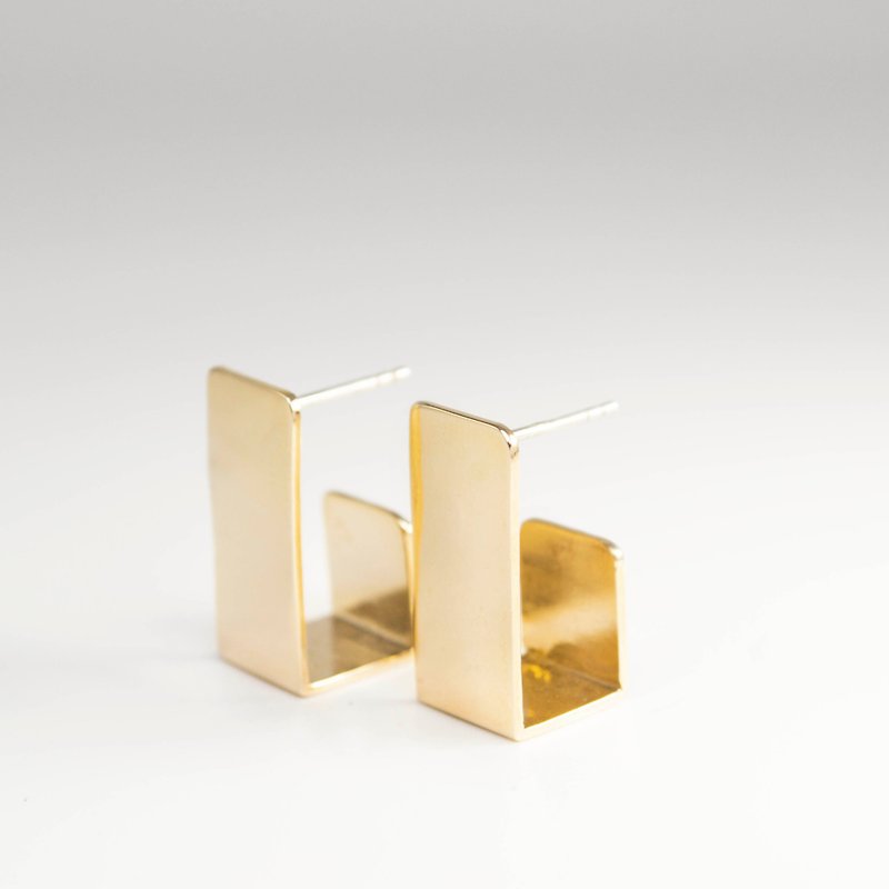 perspective series-wide earrings - ต่างหู - เงินแท้ สีทอง