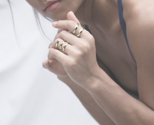 Majade Jewelry Design 純銀黃金螺旋開口戒指 925寬版情侶戒指 漩渦螺旋戒指 純銀對戒