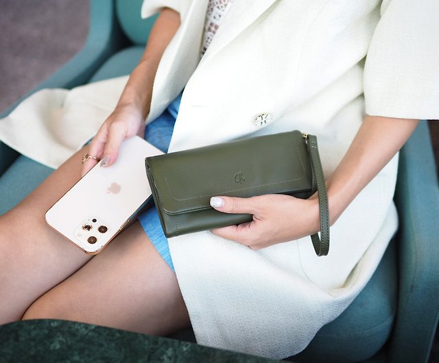 Mousse wallet (Moss Green) : Long wallet, soft leather wallet