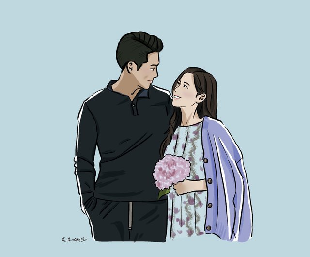 似顔絵風にカスタマイズ シンプルスタイル カップル 結婚式 バレンタイン かわいい イラスト 似顔絵 似顔絵 電子ファイル ショップ Cluna Illustration 似顔絵 イラスト 挿絵 Pinkoi