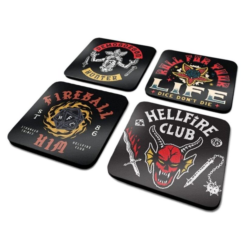 [Stranger Things] Season 4 themed coaster set/Stranger Things/Hellfire - ที่รองแก้ว - วัสดุกันนำ้ สีดำ