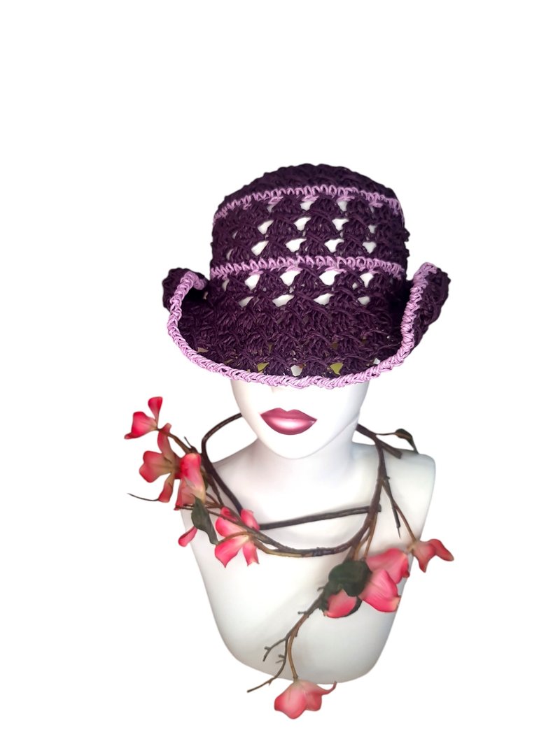 Hand-crocheted hat - หมวก - วัสดุอีโค หลากหลายสี