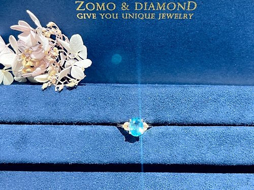 ZOMO & Diamond 琢磨鑽戒珠寶｜GIA天然鑽石｜GIA培育鑽石｜珠寶設計 母親節 | 天然海藍托帕戒指 | 附證書 | 可調式戒圍 | 台中門市
