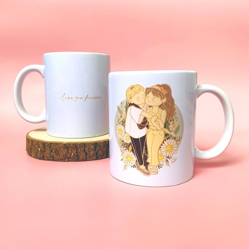 【可客製】Love you forever 情侶插畫馬克杯1入  共四色 - 杯子 - 陶 