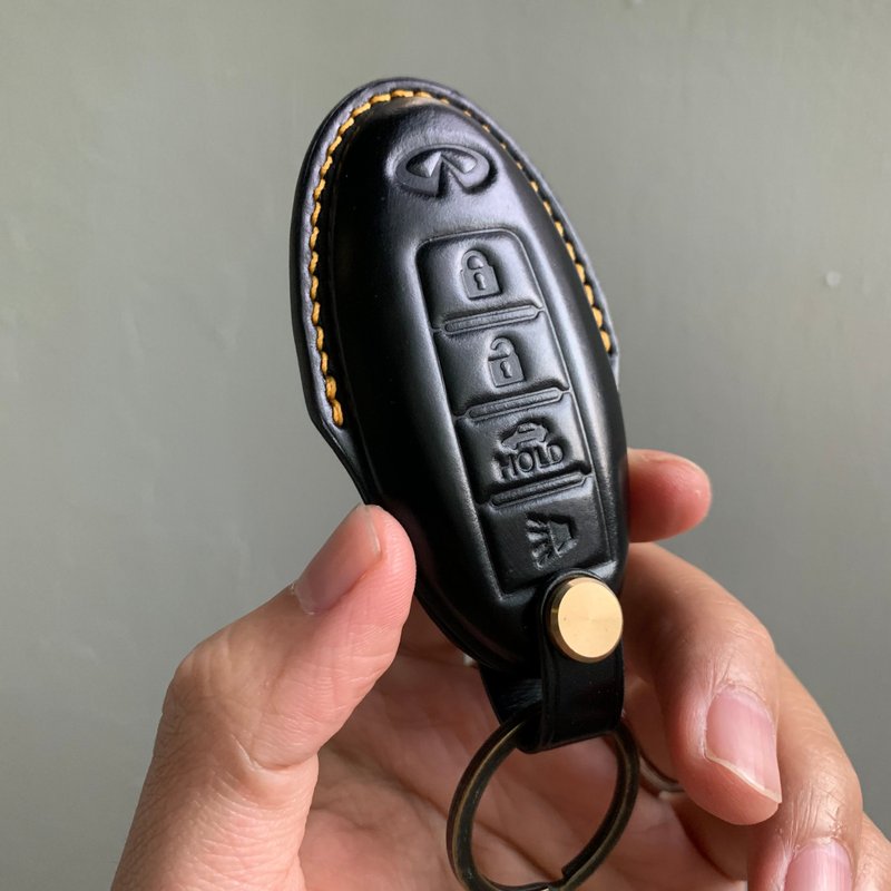 Infiniti 馬臀 鑰匙皮套 QX30 QX50 QX55 QX60 QX70 Q50 Q60 QX70 - 鑰匙圈/鑰匙包 - 真皮 黑色