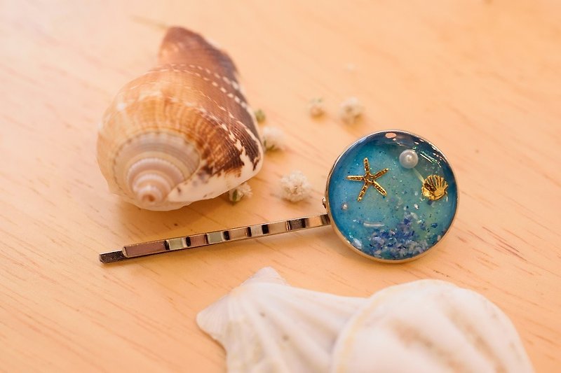 かわいい＆美しさの海のオーシャンブルーヘアクリップ樹脂 - ヘアアクセサリー - レジン ブルー
