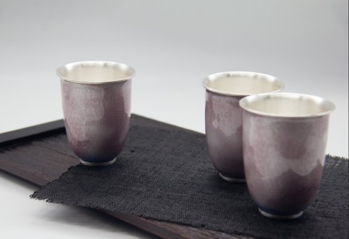 銀杯　95g　純銀 百福银杯999内外纯银水杯高档雪花全银保温杯泡茶养生足银保健杯