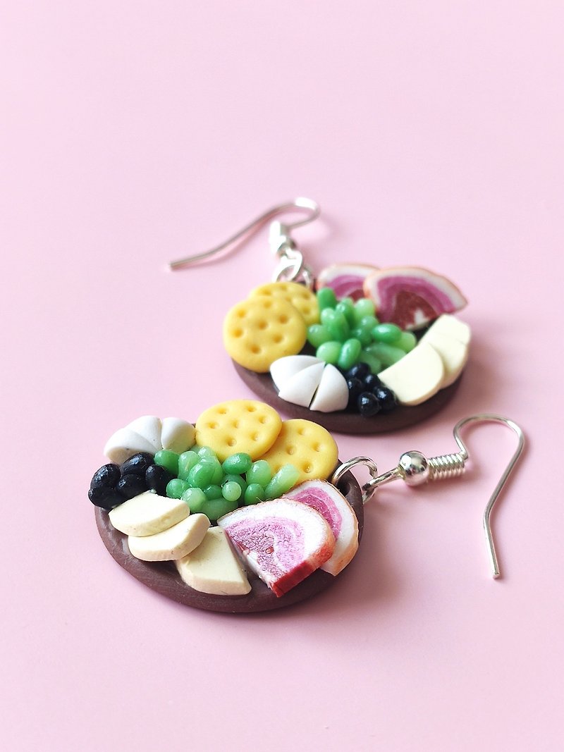 Cheese plate earrings - Earrings & Clip-ons - Clay Gold