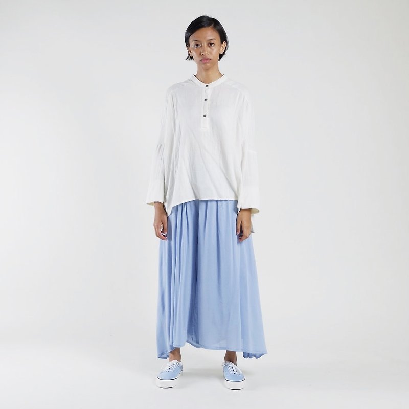 BANDED COTTON TOP (CREAM) - เสื้อผู้หญิง - ผ้าฝ้าย/ผ้าลินิน ขาว