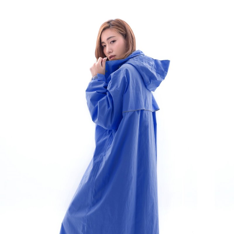 【小棉1號】世界首創-棉質一件式防水透濕機能風雨衣-宮廷藍 - 雨傘/雨衣 - 防水材質 藍色