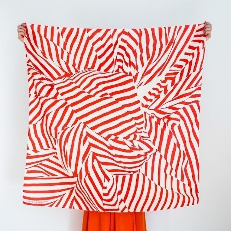 Stripe Red Furoshiki - Scarves - Cotton & Hemp Red