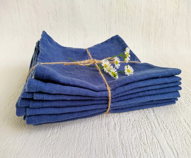 Yellow napkins cloth set of 2, 4, 6, 8, 10, 12, Cloth kitchen linen napkins  blue - Shop Daloni Place Mats & Dining Décor - Pinkoi