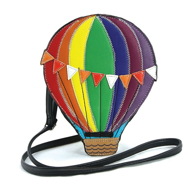 Sleepyville Critters - Rainbow Hot Air Balloon Crossbody Bag - Messenger Bags & Sling Bags - Faux Leather Multicolor