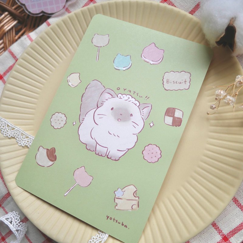 ポストカード　おねだりねこさん - 卡片/明信片 - 紙 綠色