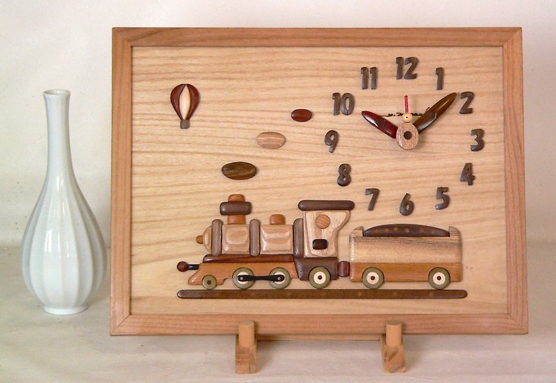 時計　蒸気機関車 - 時鐘/鬧鐘 - 木頭 咖啡色