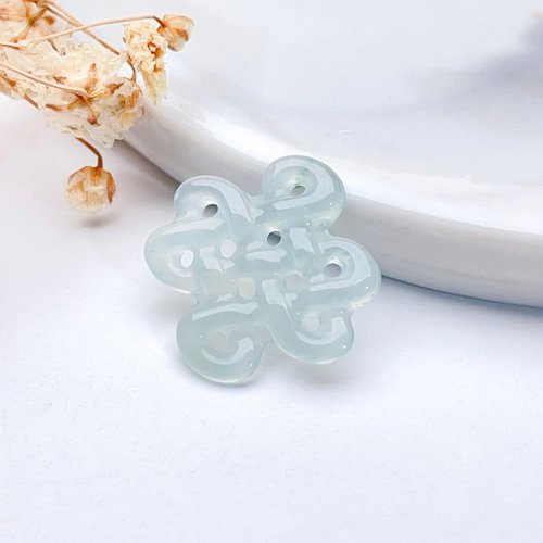 瓔珞珠寶盒 E.L.Jewelry Box 【結‧緣】冰綠翡翠吉祥結吊飾 | 天然緬甸玉翡翠A貨 | 送禮