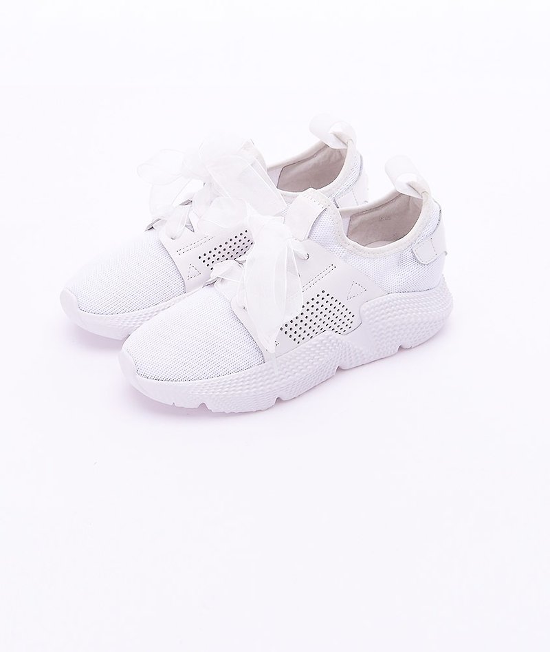 [Street Rhapsody] leather straps fly woven platform casual shoes _ pure white solo (pre-ordered goods) - Women's Running Shoes - Genuine Leather White