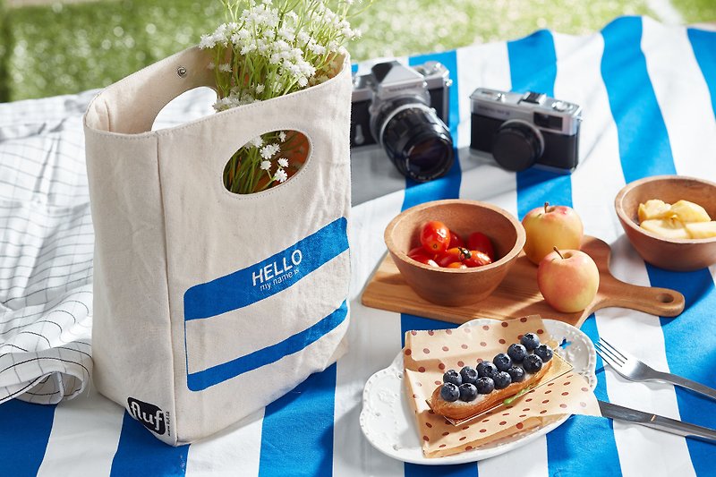 Canada fluf with organic cotton handbags -Hello - Handbags & Totes - Cotton & Hemp Blue