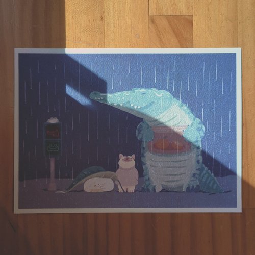 麥戈 Magger 與鱷魚先生共度午後雷陣雨 / 插畫印刷海報