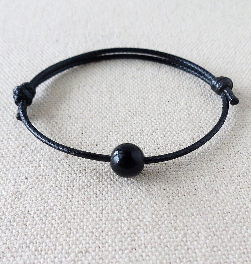 Fashion 【Lucky Stone】 obsidian Korean wax bracelet *** anti-villain - Bracelets - Gemstone Black
