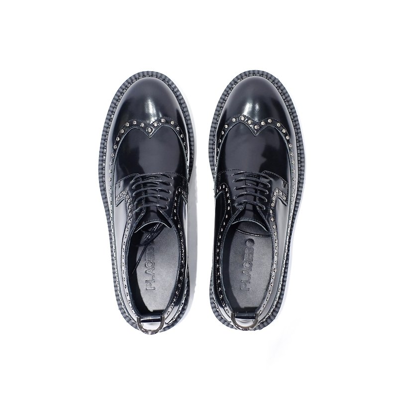 Fw / 17 keyring Rivets Men shoes - Men's Casual Shoes - Genuine Leather Black