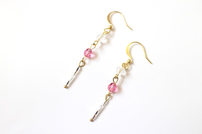 -Pink lady-brass earrings - ต่างหู - โลหะ หลากหลายสี