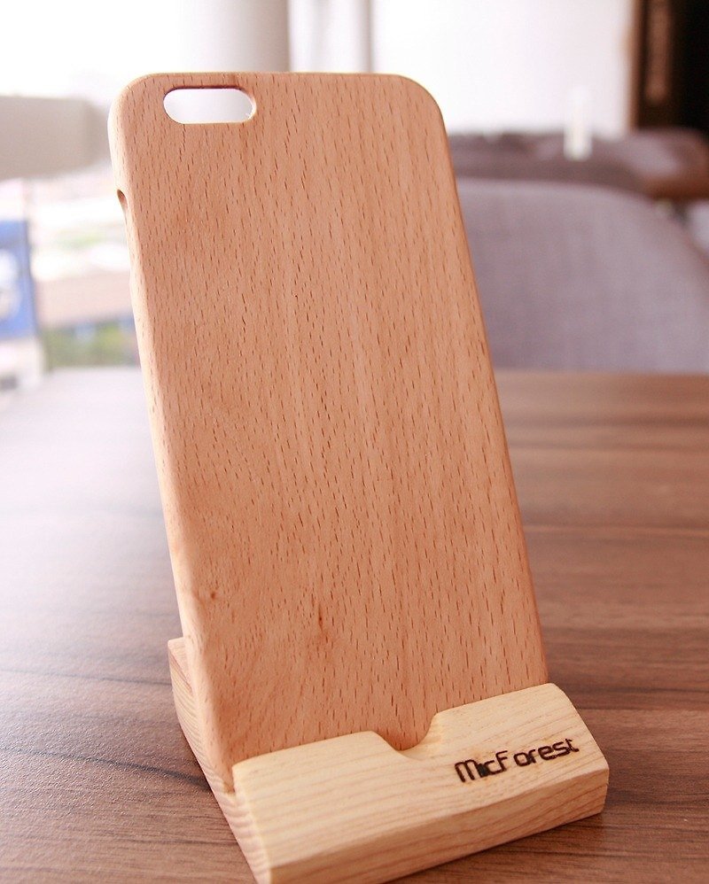 マイクロ森。 iPhone 6Sプラス。純粋な木材木製の携帯電話のシェル。ブナ - スマホケース - 木製 オレンジ