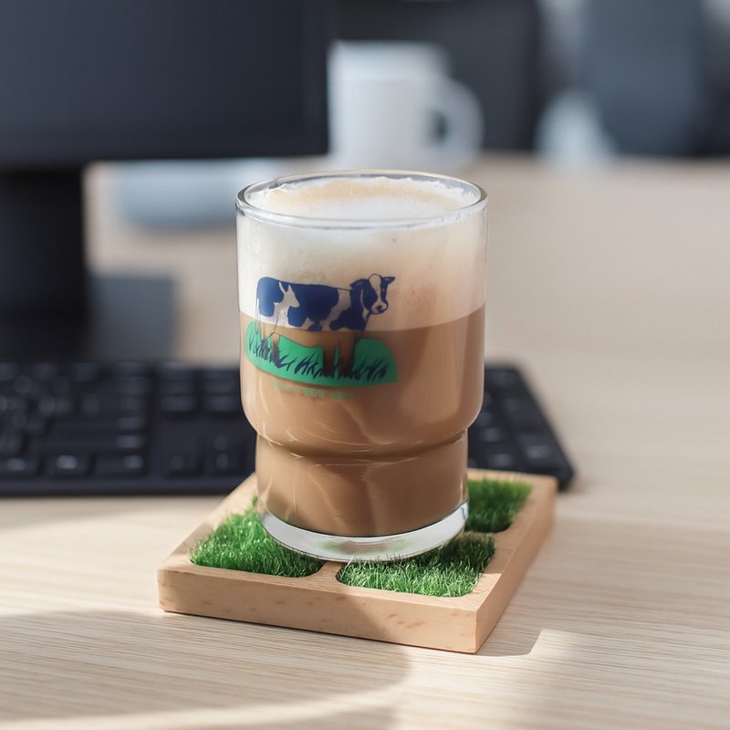 【夏日涼爽】飲料必備 田田杯墊 杯墊 吸水 聖誕禮物 客製化 雷雕 - 杯墊 - 木頭 金色