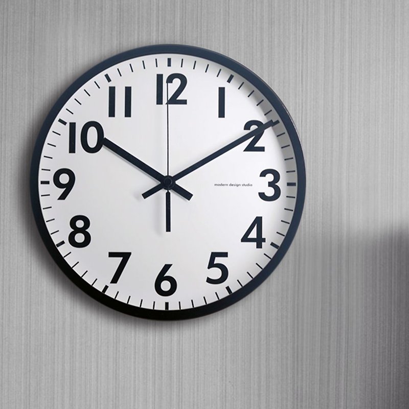 Simply - Classic Gloss Black Wall Clock Silent Digital Clock - นาฬิกา - โลหะ สีเงิน