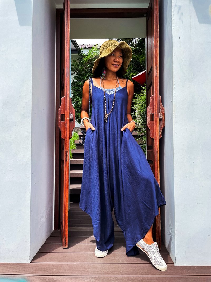 Harem Jumpsuit, Wide Leg Jumpsuit, Yoga Romper, Summer Overall, Boho Jumpsuit, F - 吊帶褲/連身褲 - 其他材質 