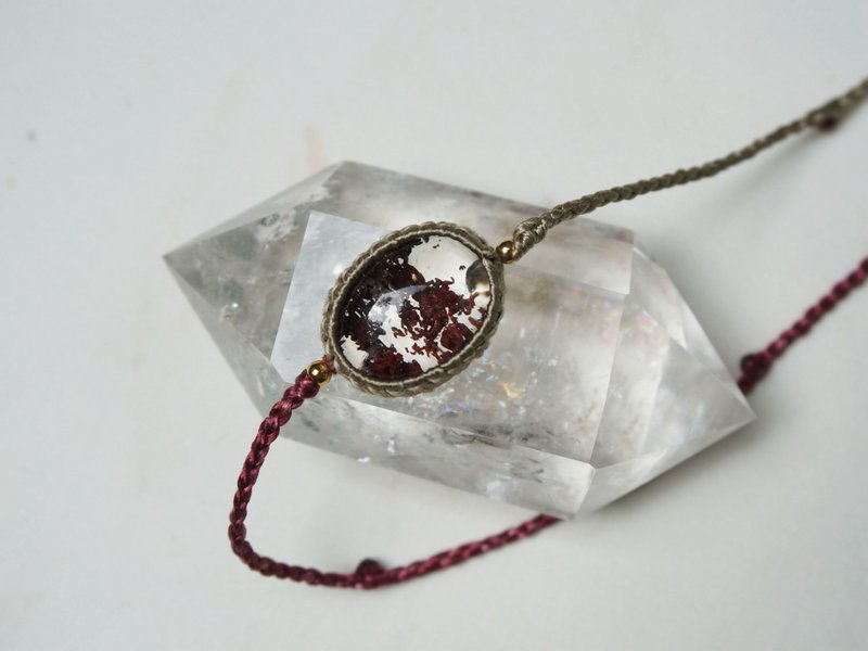 MC | Silk. Red Ghost Crystal Necklace Original Design - สร้อยติดคอ - ผ้าไหม 