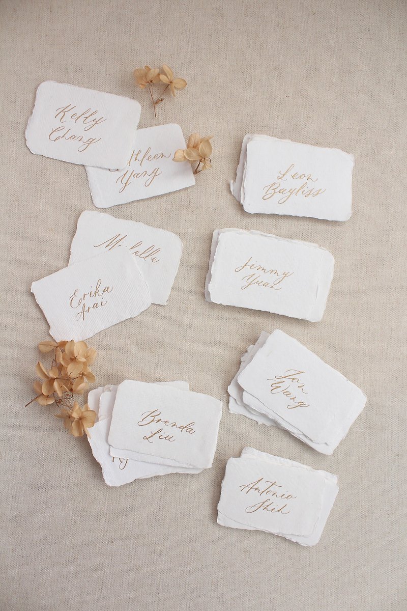 Handwritten handmade paper seat nameplate (a set of 20 pieces) - Cards & Postcards - Paper White
