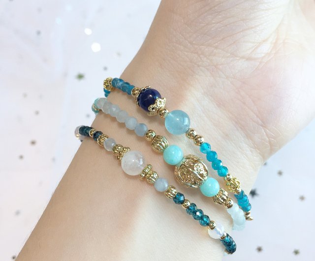 異なる世界。カイヤナイトアクアマリンアパタイト14Kゴールド