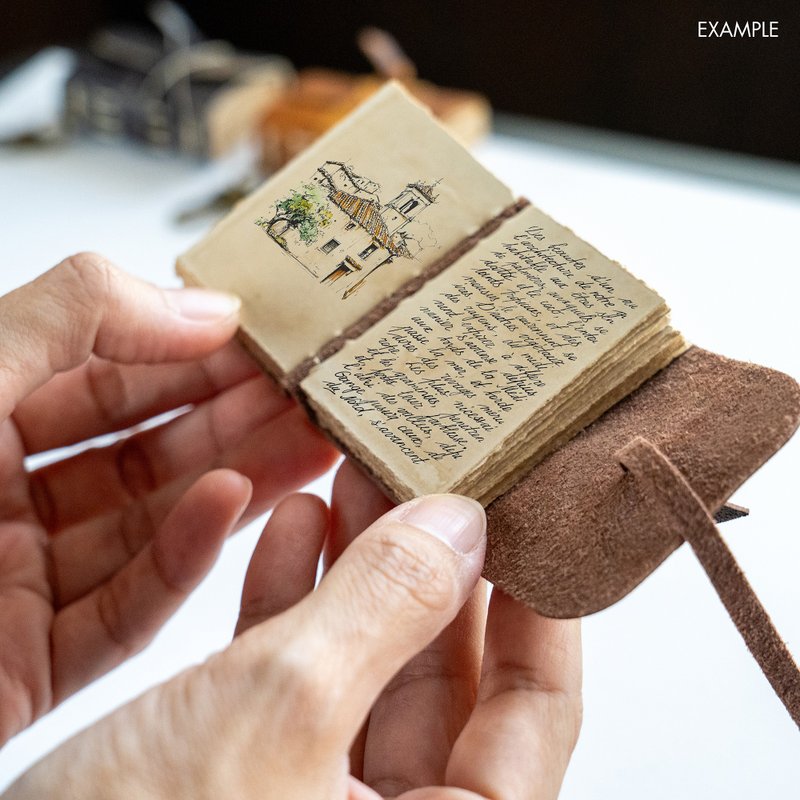 鑰匙鏈 Mini Book Keychain - 鑰匙圈/鑰匙包 - 真皮 