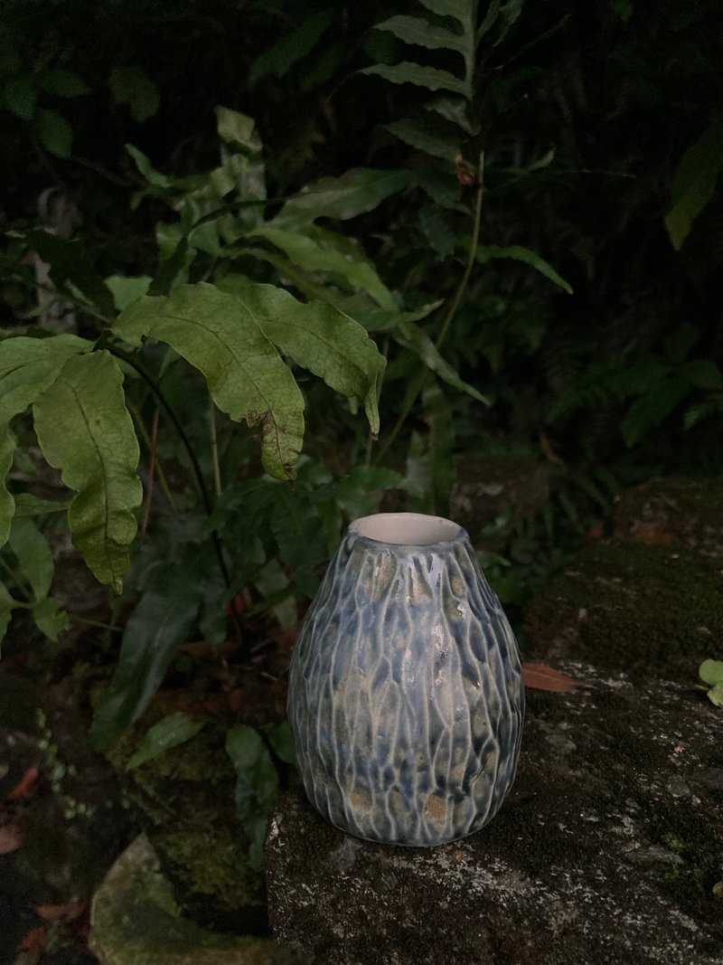 藍釉小花瓶 V - 花瓶/花器 - 陶 
