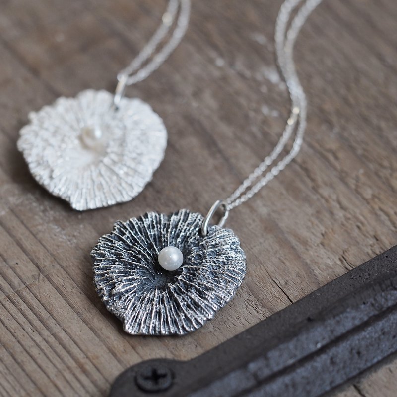 珍珠珊瑚長項鍊 925銀 - 長項鍊 - 其他金屬 銀色