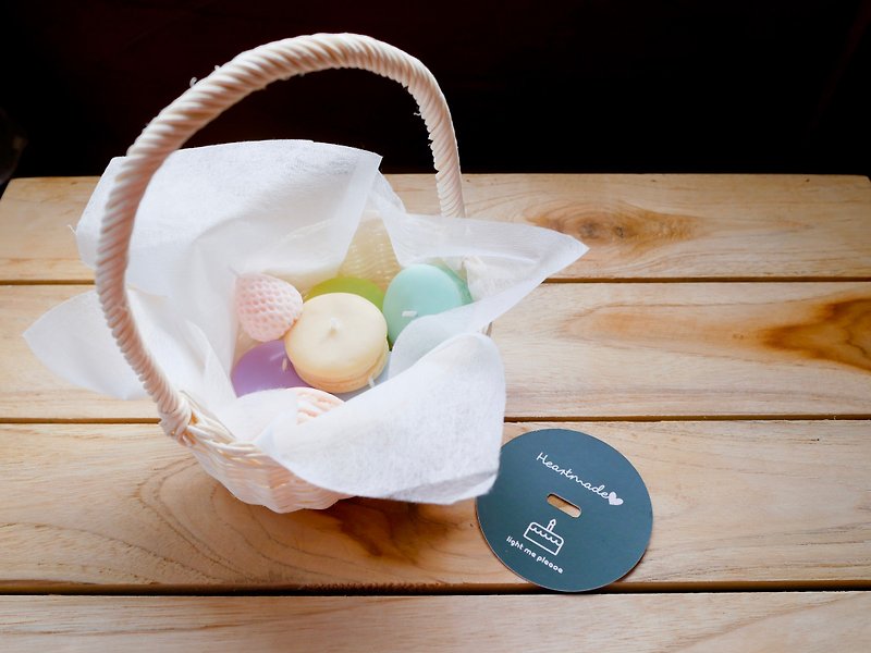 【โปร11.11 】Macaron Candle with Basket - scented - Candles & Candle Holders - Wax Multicolor