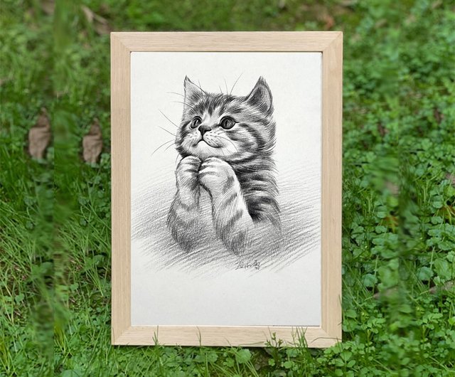 Custom Cat Drawing, Pet Portrait, Gift top for Cat Lover, Pencil Drawing of Cat, Pencil Sketch of Cat, Custom Cat Drawing, Custom Dog Portrait